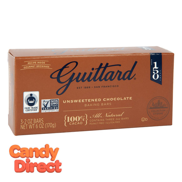 Guittard Baking Bar Unsweetened 6oz Box - 12ct