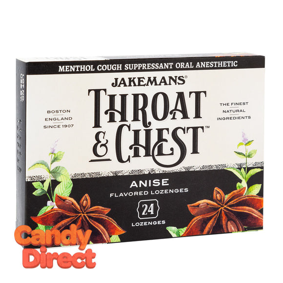 Jakemans Cough Drops Throat & Chest Anise 24 Pc 3oz Box - 6ct