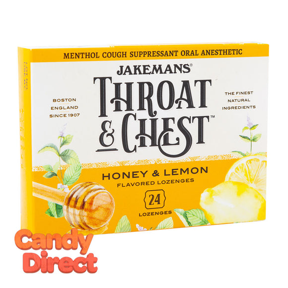 Jakemans Cough Drops Throat & Chest Honey Lemon 24 Pc 3oz Box - 6ct