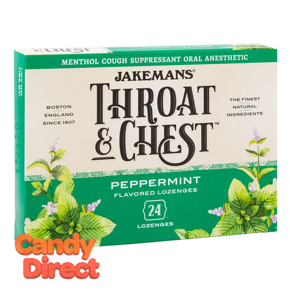 Jakemans Cough Drops Throat & Chest Peppermint 24 Pc 3oz Box - 6ct