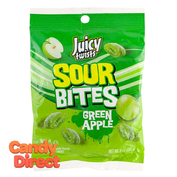 Kenny's Bites Green Apple Juicy Twists Sour 5oz Peg Bag - 12ct