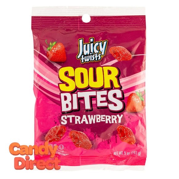 Kenny's Bites Strawberry Juicy Twists Sour 5oz Peg Bag - 12ct