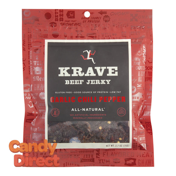 Krave Garlic Chili Pepper Beef Jerky 2.7oz Bag - 8ct