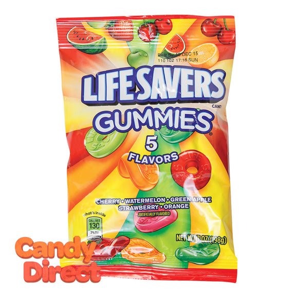 Lifesavers 5 Flavor Gummies 7oz Peg Bag - 12ct