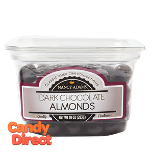 Nancy Adams Dark Chocolate Almonds 10oz Tub - 12ct