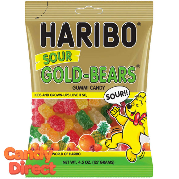 Sour Gold Bears Haribo Gummi Candy 4.5oz Bag - 12ct