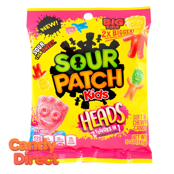 Sour Kids Heads Patch 5oz Peg Bag - 12ct