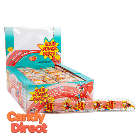 Sour Power Belts Strawberry - Wrapped 150ct Display Box