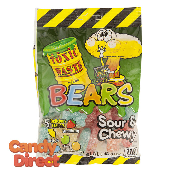 Toxic Waste Gummy Bears Sour And Chewy 5oz Peg Bag - 12ct