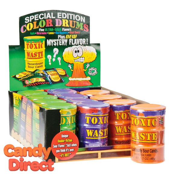 Toxic Waste Ultra Sour Colored Drums - 12ct