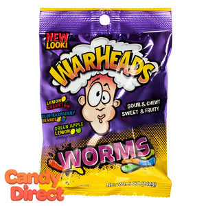 Warheads Sour Worms Peg Bags - 12ct